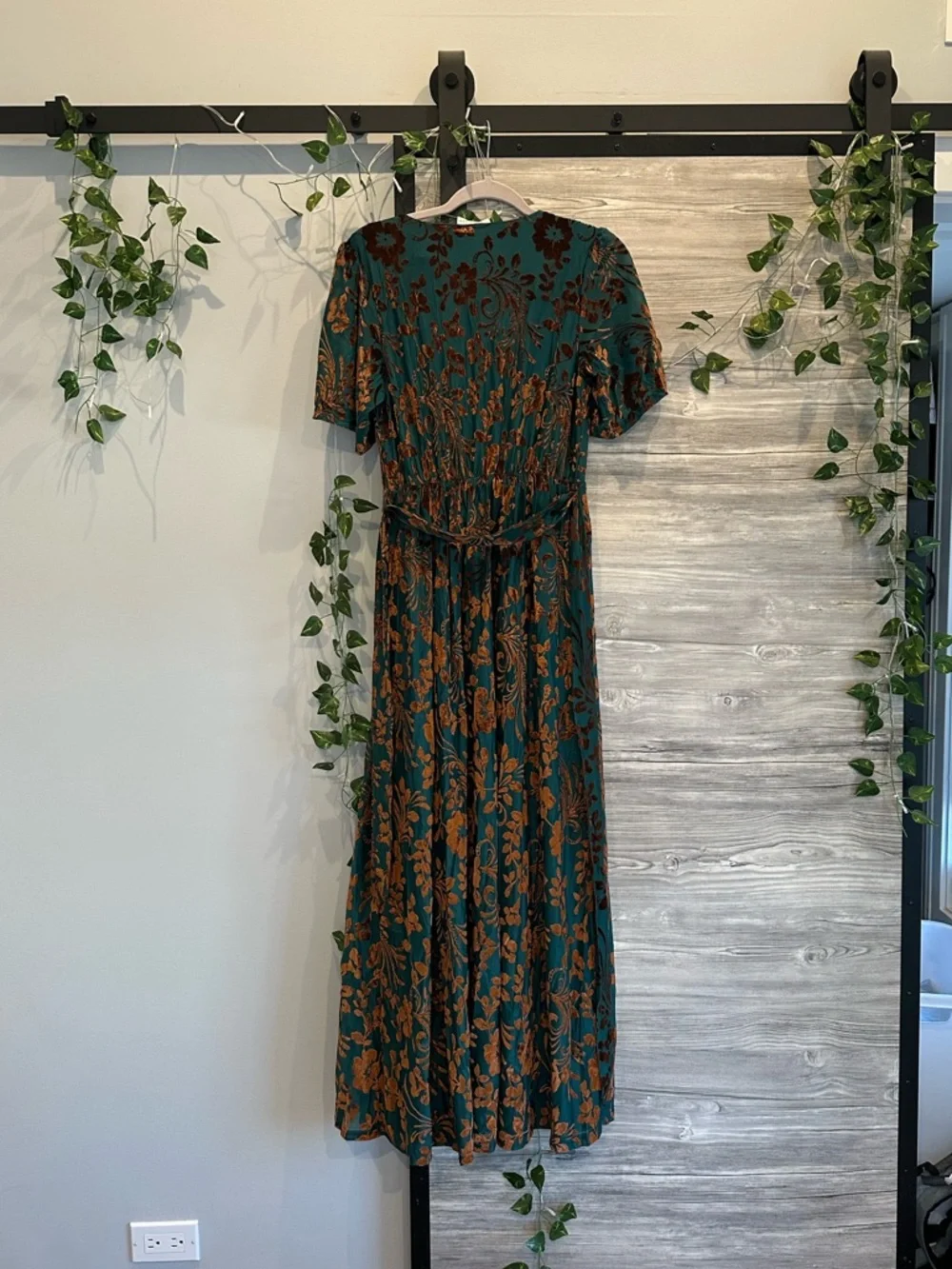 NWT - Baltic Born Green and Rust Floral Wrap Maxi Dress - Picture 6 of 12
